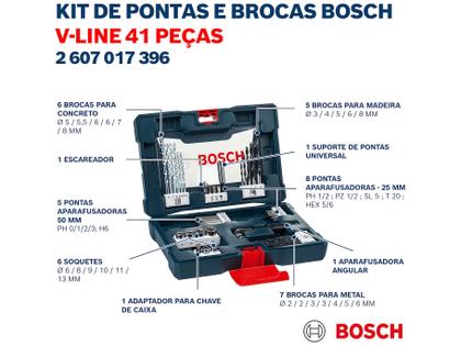 Imagem de Estojo de Brocas e Pontas Bits Kit com 41 Peças V-Line BOSCH