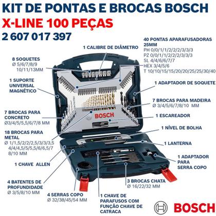 Imagem de Estojo de Ferramentas e Brocas 100 Peças X-Line BOSCH