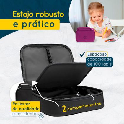 Imagem de Estojo De Lápis Escolar Juvenil Box Jumbo Nylon Táctico Grande Com Divisória