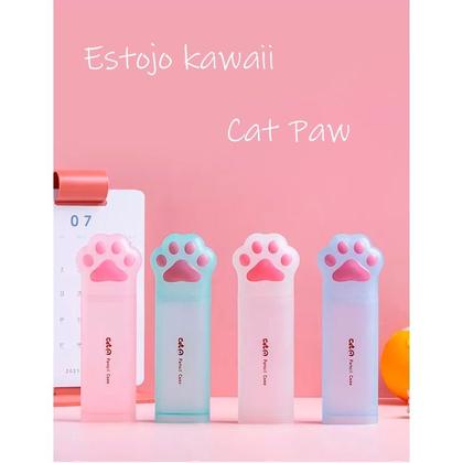 Imagem de Estojo de Lápis Escolar Pata de Gato Transparente Kawaii - Papelaria Fofa Patinha de Gatinho Cat Paw