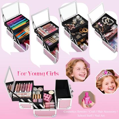 Imagem de Estojo de maquiagem Joligrace Portable Travel Cosmetic Organizer rosa
