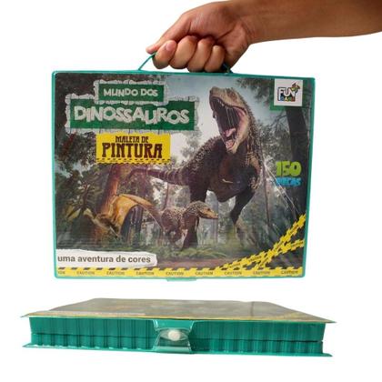 Imagem de Estojo de Pintura Infantil Escolar Maleta de Desenhar e Colorir Dino 150 Peças
