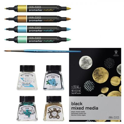 Imagem de Estojo Desenho Metallic Mixed Media Winsor & Newton 10 Peças