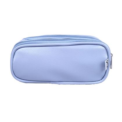 Imagem de Estojo Duplo Escolar Porta Lápis 2 Compartimentos Azul Bebê