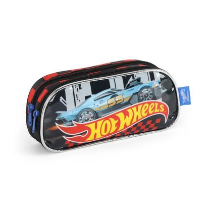 Imagem de Estojo Duplo Hot Wheels Escolar Infantil Masculino Luxcel