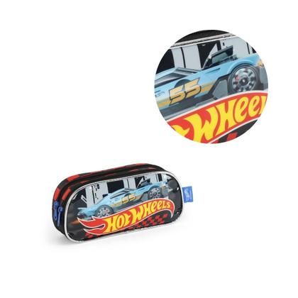 Imagem de Estojo Duplo Hot Wheels Escolar Infantil Masculino Luxcel