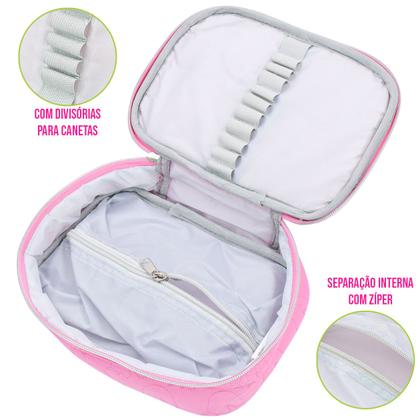 Imagem de Estojo Escolar Bordado Unicórnios Meninas Infantil Meninas