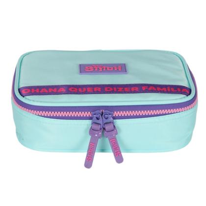 Imagem de Estojo Escolar Box Stitch Disney 100 Pens Grande Capacidade Turquesa