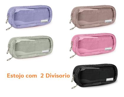 Imagem de Estojo Escolar Com Glitter Capa Transparente Grande Académie