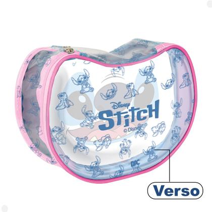 Imagem de Estojo Escolar DAC Stitch Rostinho Personagem Disney Grande Necessaire Lilas Infantil Menina Menino