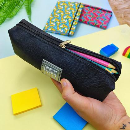 Imagem de Estojo Escolar Divisória Com Zíper Vazado Transparente Colorido