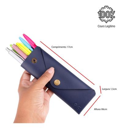 Imagem de Estojo Escolar Executivo Porta Caneta Lápis 100% Couro Legítimo