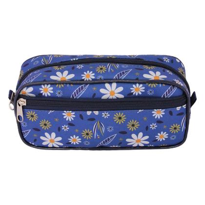 Imagem de Estojo Escolar Feminino Ls Bolsas Margarida Azul Com 2 Divisões