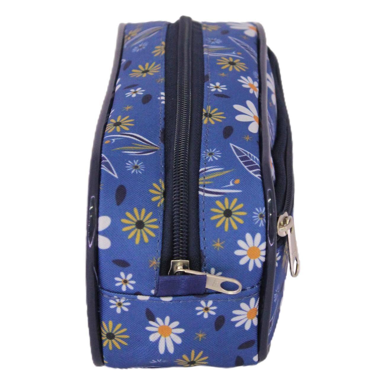 Imagem de Estojo Escolar Feminino Ls Bolsas Margarida Azul Com 2 Divisões