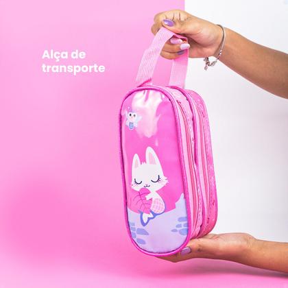 Imagem de Estojo Escolar Organizador Box Jumbo Duplo Com 2 Divisórias