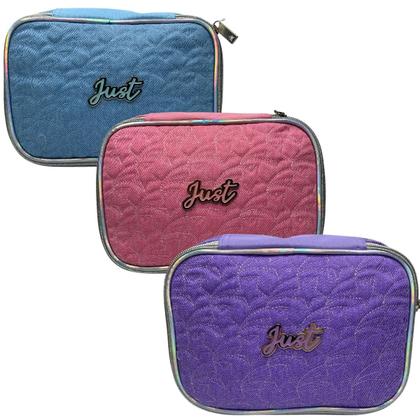 Imagem de Estojo Escolar Pintura Grande Box Organizador Jovem 1 Divisória Bolso Interior Espaçoso Case Prático Para Lápis Caneta Matelassê Com Brilho