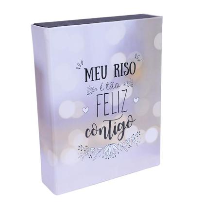 Imagem de Estojo Imantado com Álbum para 100 Fotos 15x21 - MEU RISO Namorados Casamento Bodas Enlace Mãe Amigos