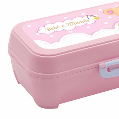 Imagem de Estojo Infantil Mãe E Bebê Rosa Com Trava Para Guardar Fraldas E Acessórios