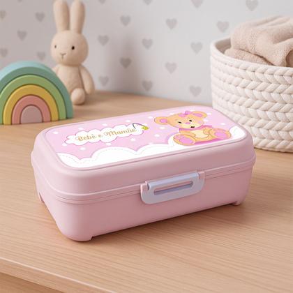 Imagem de Estojo Infantil Mãe E Bebê Rosa Com Trava Para Guardar Fraldas E Acessórios
