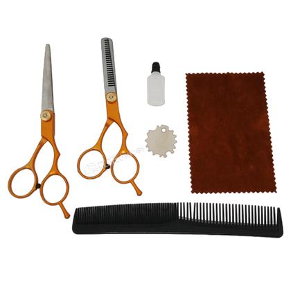 Imagem de Estojo Kit 1 Tesoura Reta 1 Deitada Corte Feminino E Masculino Salão LMF1150