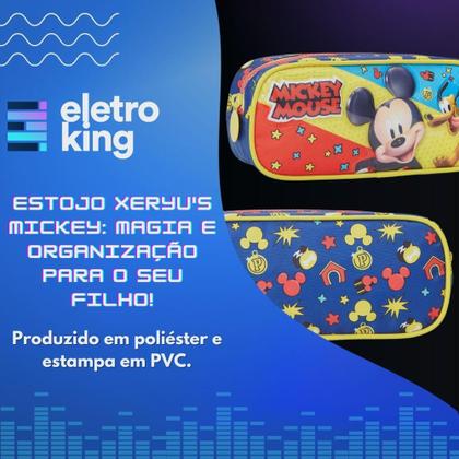 Imagem de Estojo Lápis Infantil Mickey Bolsinha Escolar Estampada Azul - Xeryus