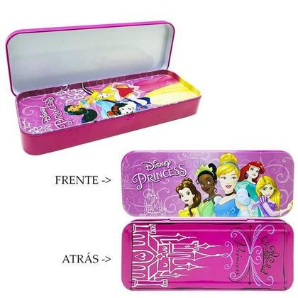 Estojo Lata Com Bandeja Princesas - Etipel Imagem de Estojo Lata Com Bandeja Princesas - Etipel