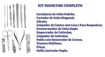 Imagem de Estojo Materiais De Manicure Cortadores De Unha Cutícula Alicate Espátula Desencravador
