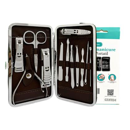 Imagem de Estojo Materiais De Manicure Cortadores De Unha Cutícula Alicate Espátula Desencravador