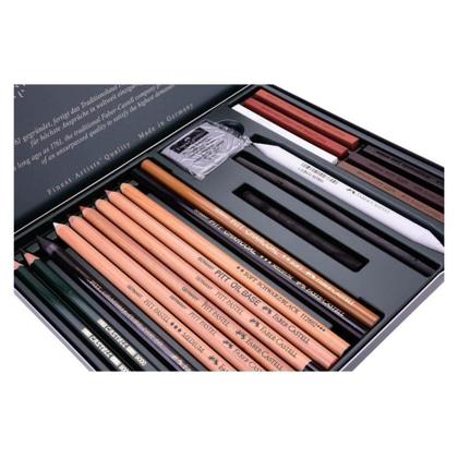Imagem de Estojo Metal Monocromático Faber Castell para Desenho 21 Peças