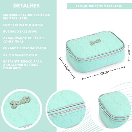 Imagem de Estojo Organizador Box Escolar Menina Matelasse Unicórnio