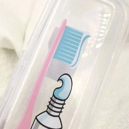 Imagem de estojo porta escova e pasta de dente infantil portatil de plastico para escola passeio viagem