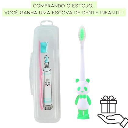 Imagem de estojo porta escova e pasta de dente infantil portatil de plastico para escola passeio viagem