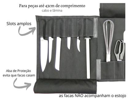 Imagem de Estojo porta Facas Profissional em Canvas E Couro e Alça