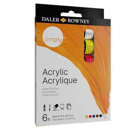 Imagem de Estojo Tinta Acrílica Daler Rowney Simply c/ 6 Cores 12 ml 126500006