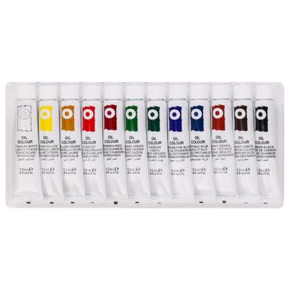 Imagem de Estojo Tinta Óleo Sinoart 12 Cores + Set de Pincel Para Pintura