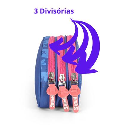 Imagem de Estojo Triplo Escolar Juvenil Stitch