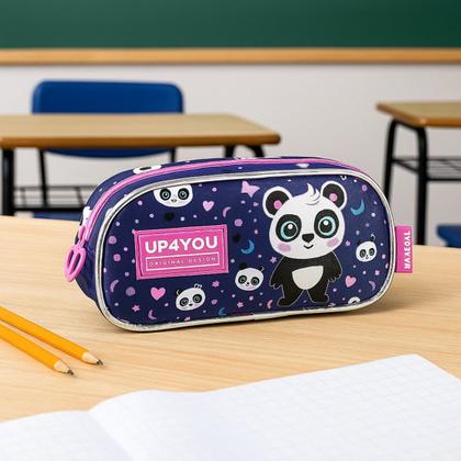 Imagem de Estojo Up4You Duplo Panda Azul com 2 Compartimentos