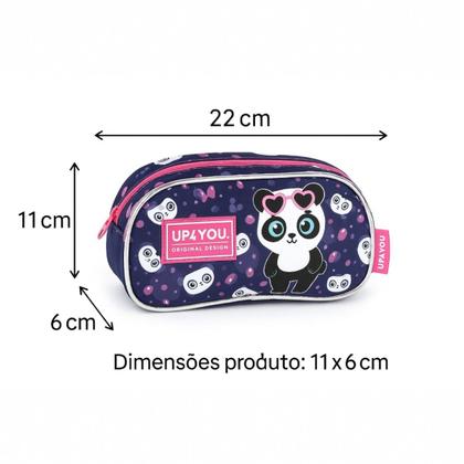 Imagem de Estojo Up4You Duplo Panda Azul com 2 Compartimentos