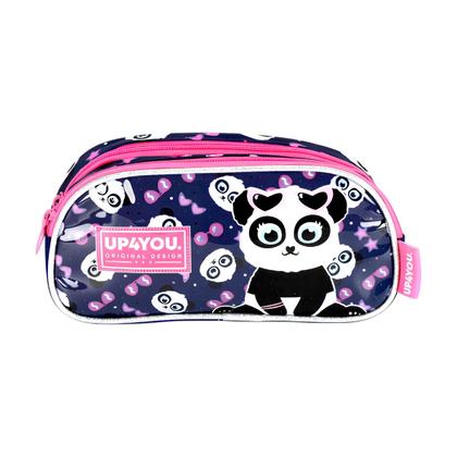 Imagem de Estojo Up4You Duplo Panda Azul com 2 Compartimentos
