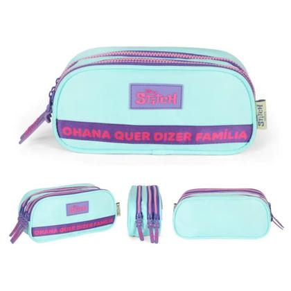 Imagem de Estojo ziper triplo infantil feminino luxcel stitch ohana et50085sc