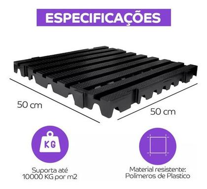 Imagem de Estrado Plástico 50X50cm Preto Arqplast