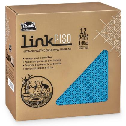 Imagem de Estrado Plástico Encaixável Modular Piso Azul 1M2 12 Placas