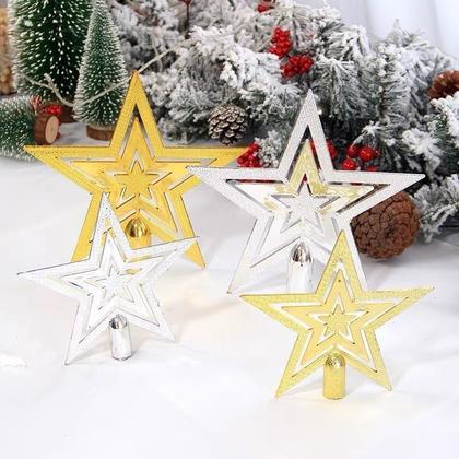 Imagem de Estrela Árvore de Natal Ponteira Brilhante Decoração Enfeite de Natal