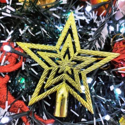 Imagem de Estrela Árvore de Natal Ponteira Brilhante Decoração Enfeite de Natal