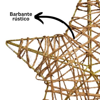 Imagem de Estrela Ponteira Aramada Tridimensional Dourado Rústico Espiral 29cm - Magizi