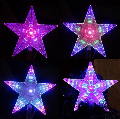 Imagem de Estrela Ponteira Luz LED Color Bateria 15 cm Árvore Natal