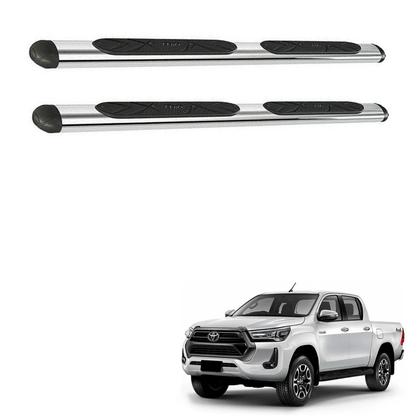 Imagem de Estribo Hilux 2020 2021 2022 2023 Oval Aço Crom. C/ Kit