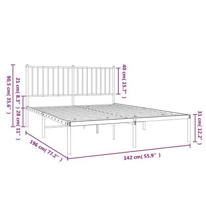 Imagem de Estrutura de cama vidaXL White Metal completa com cabeceira de 30 cm com armazenamento