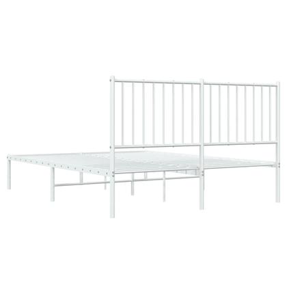 Imagem de Estrutura de cama vidaXL White Metal completa com cabeceira de 30 cm com armazenamento