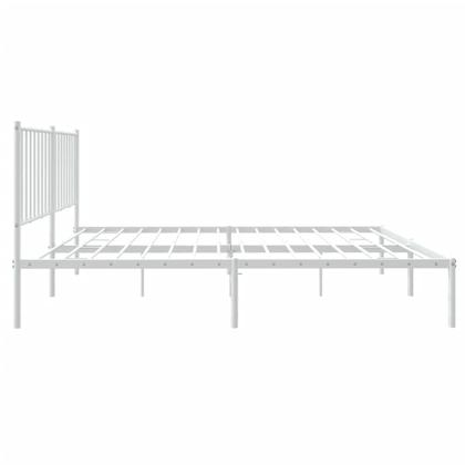 Imagem de Estrutura de cama vidaXL White Metal completa com cabeceira de 30 cm com armazenamento